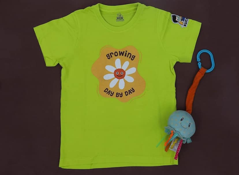 KUCHU Unisex Kids T-Shirt (10-11 Yearsears) | Super Combed Cotton-Modal Blend | Ultra-Comfortable & Breathable Fabric | Unique Digitally Printed "Growing" Design | Casual & Everyday Wear for Boys & Girls view 2
