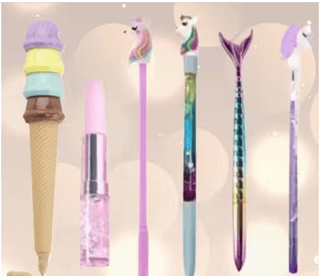 6-Piece Novelty Stationery Combo – Ice Cream Pen, Lipstick Pen, Unicorn Ball Pen, Unicorn Gel Pen, Mermaid Pen & Unicorn Pencil