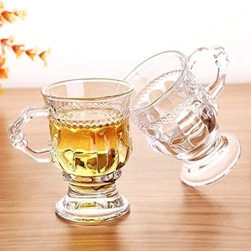 Royal Glass Coffee Tea Cups Set of 6, 150 ML, Glass Mug for Espresso, Milk, Cold Brew, Hot/Cold Drinks (Perfect for Coffee and Tea Lovers)
