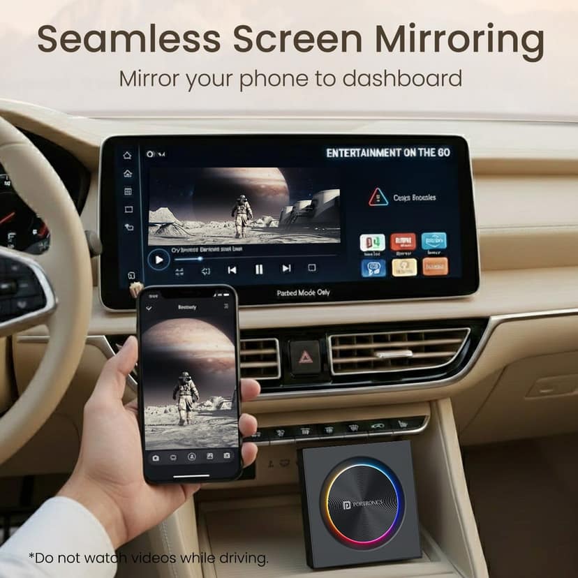Portronics Tune Prime Stream YouTube, Netflix, JioHotstar on Car Screen, Converts Wired to Wireless, Qualcomm Octacore Snapdragon 662 Chipset, In-Built GPS, 4G SIM Slot, Android 14, 4GB RAM + 64GB ROM - Black view 4