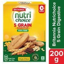 Britannia Nutrichoice 5 Grain Digestive Multigrain Biscuits - High Fibre, 200 G