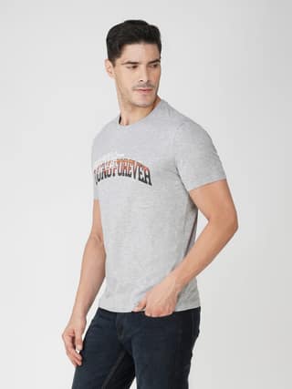 Cotton Graphic Print T-Shirt for Men-Grey