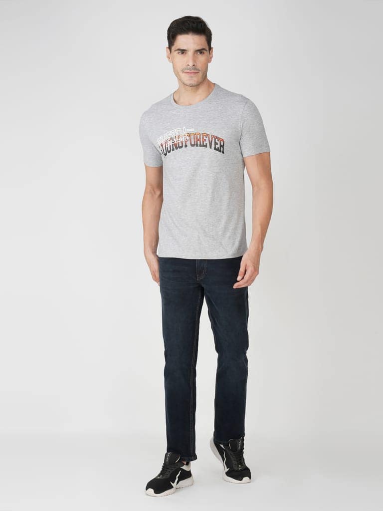 Cotton Graphic Print T-Shirt for Men-Grey view 5