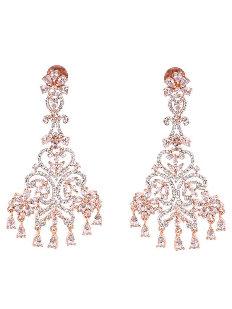 Rose Gold plated AD studded flower Design Mangtika & Earring set view 6