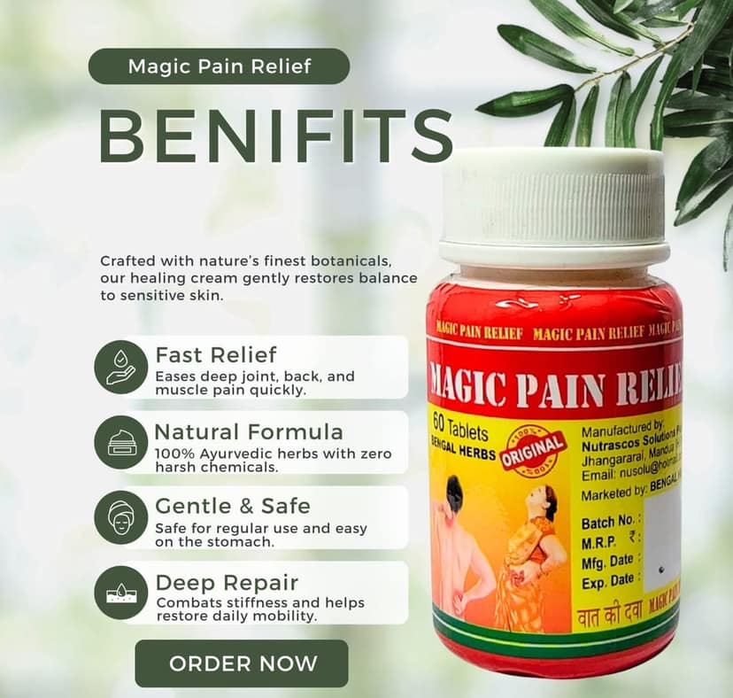Magic Pain Relief Capsules - Targeted Pain Relief- Natural Herbal Formula- Pack of 5 (60 Capsules Each) view 2