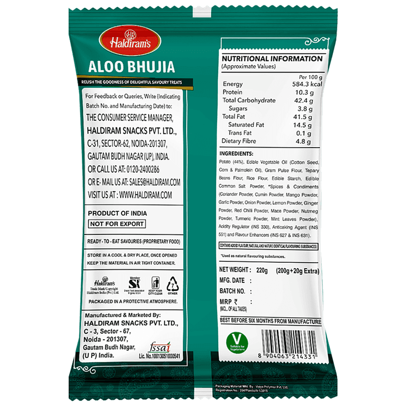 Haldiram's Namkeen - Aloo Bhujia (Del), 200 G Pouch view 2