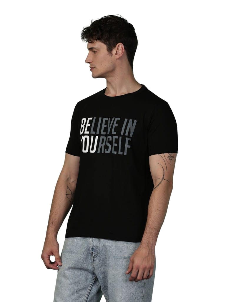 Cotton Black Graphic BIYS T-Shirt view 4