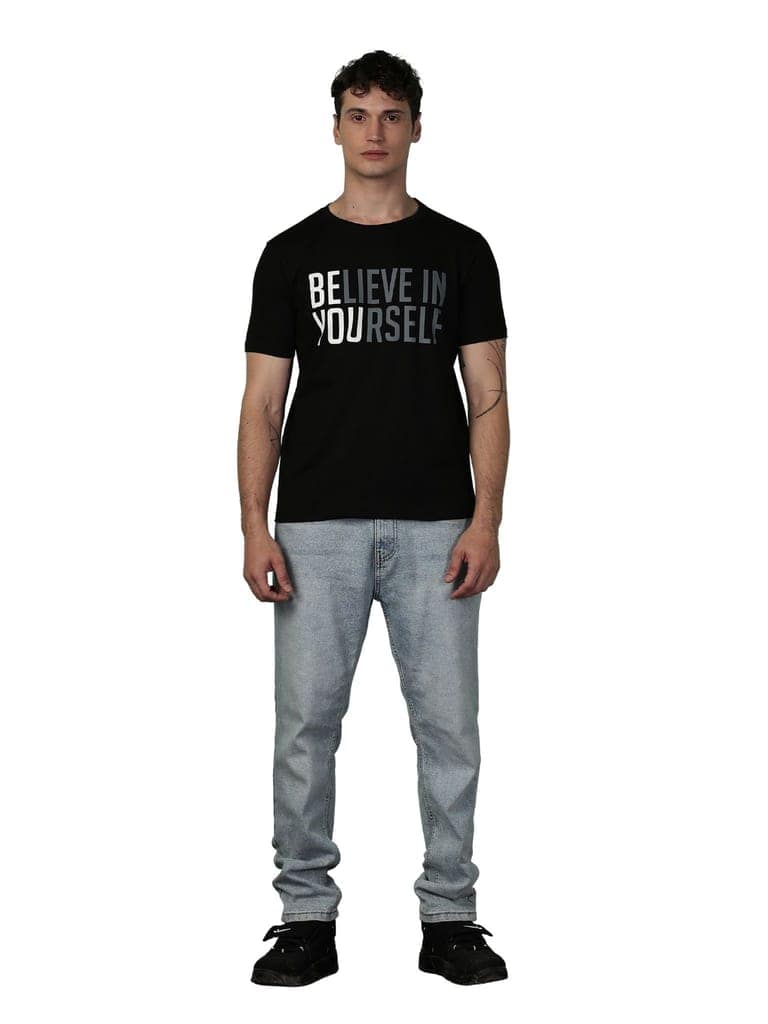 Cotton Black Graphic BIYS T-Shirt view 5