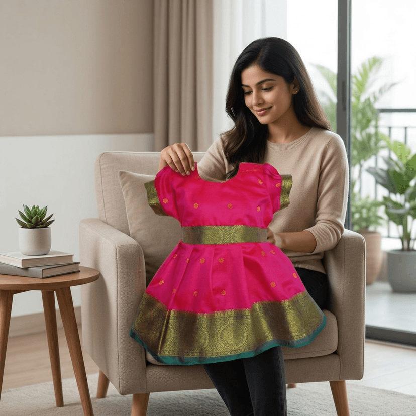 Satin Frock (in, Age, 18 Months, 24 Months, Regular, Pink) view 3