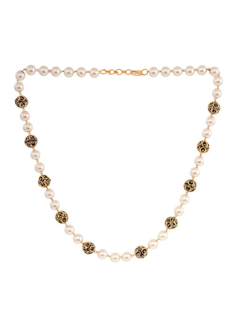 Gold Toned Pearls Beaded Jewellery Set Matching Earrings view 5