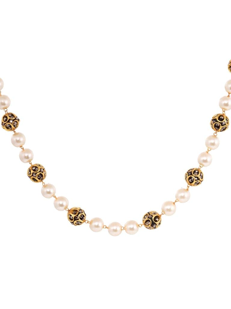 Gold Toned Pearls Beaded Jewellery Set Matching Earrings view 6