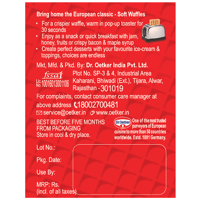 Dr. Oetker Soft Waffles - Vanilla, Ready To Use, 250 G view 2