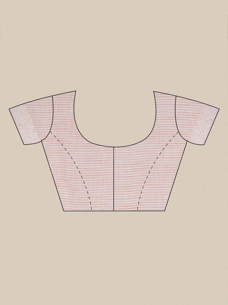 Peach Linen Saree With Woven Design view 5