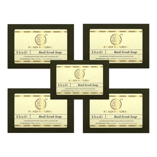 Khadi Natural Herbal Basil Scrub Soap Combo Pack Of 5 – 125gm Each