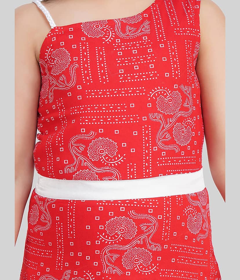Being Naughty Rayon A-line Dress For Girls ( Pack of 1 , Red ) view 2