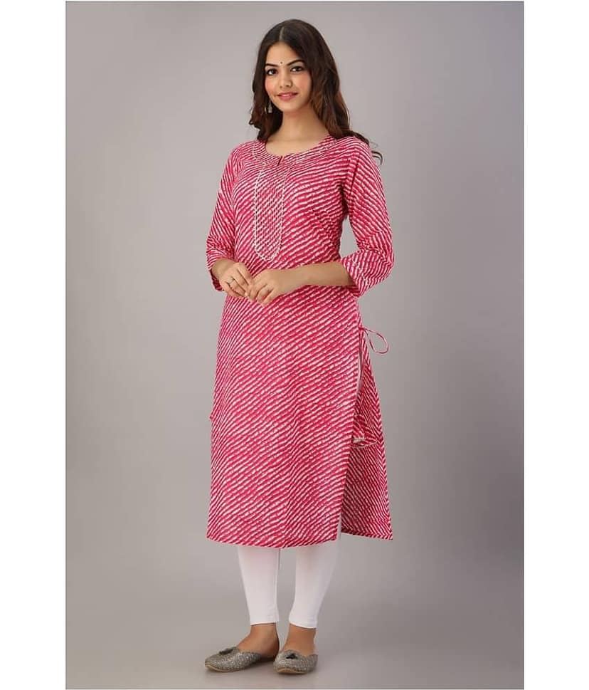 FABRR - Yellow Cotton Women's Straight Kurti ( Pack of 1 ) view 2