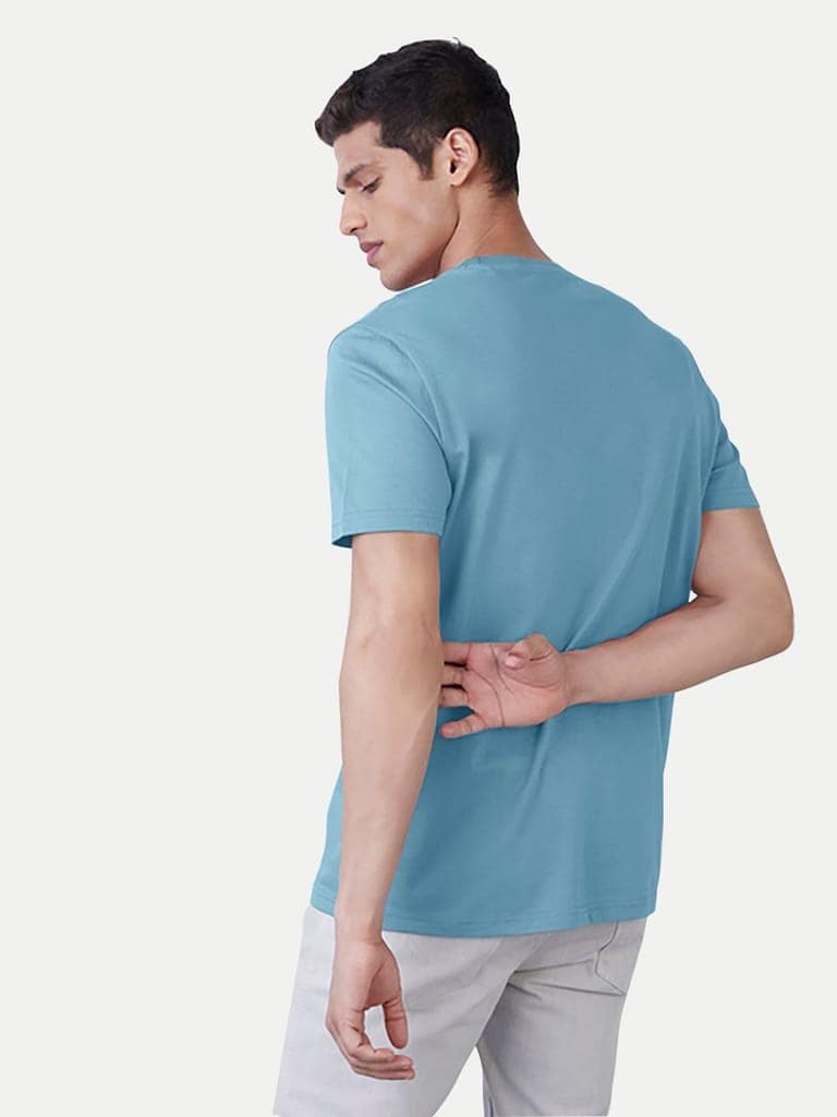 Men Teal Regular Fit Printed T-shirt view 4