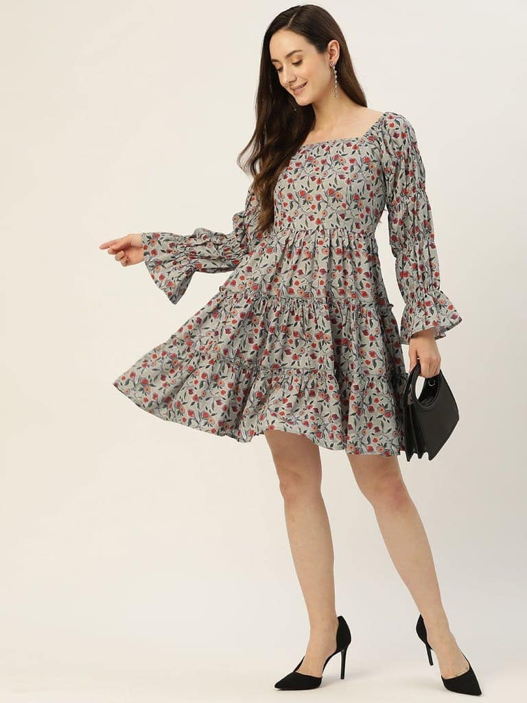 Rue Collection Floral Crepe A-Line Dress view 4