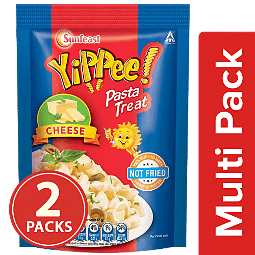 Sunfeast YiPPee! Pasta Treat - Cheesy & Soft Suji/Rawa Pasta, Cheese, 2x65 g Multipack