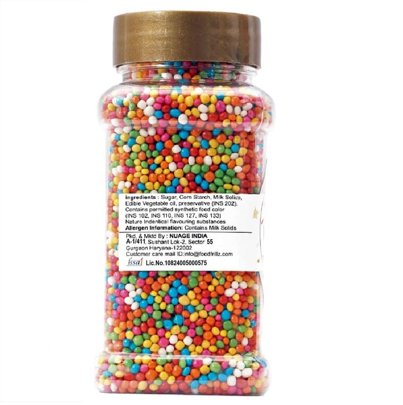 foodfrillz Golden Balls (125 g) and Multicoloured Balls (100 g) Cake Sprinkles for Cake Decoration, Combo Pack view 3