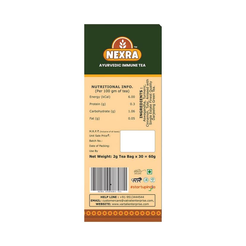 Nexra - Ayurvedic Immune Tea - 30 Refreshing Tea Bags for Boosting Immunity and Wellness | No Added Sugar view 3