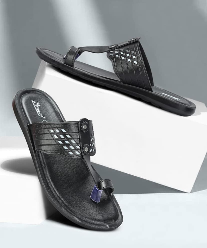 Paragon Men's Slip-on Black Sandals for Men | Comfortable Sole & Durable view 7