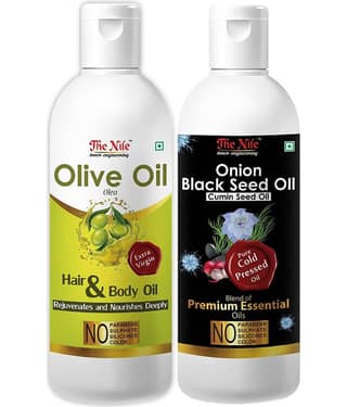 The Nile Olive Oil 150 ML + Black Seed 200 ML Hair Oil 350 mL Pack of 2
