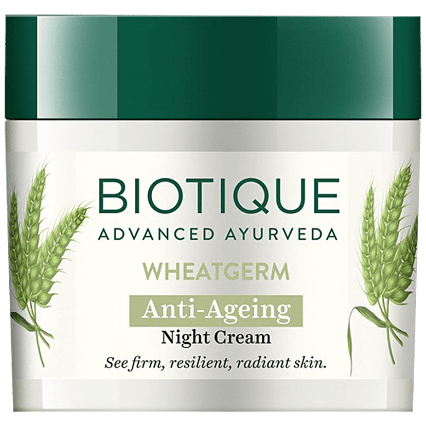 Biotique Anti, Ageing Night Cream, Wheat Germ, Reduce Fine Lines, Lightening Dark Spots, 50 G Carton
