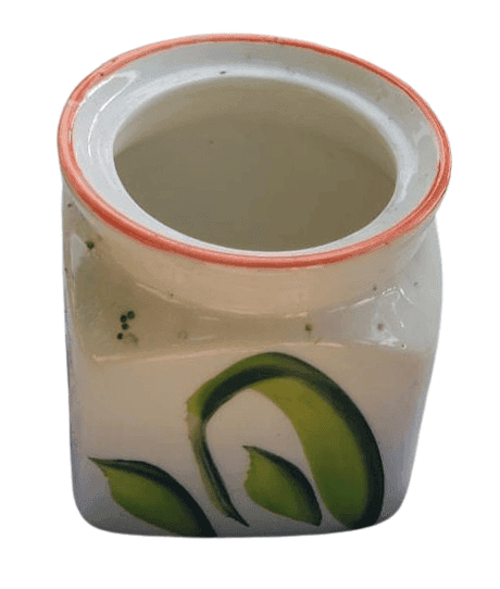 Hand painted ceramic sugar bowl with lid view 2