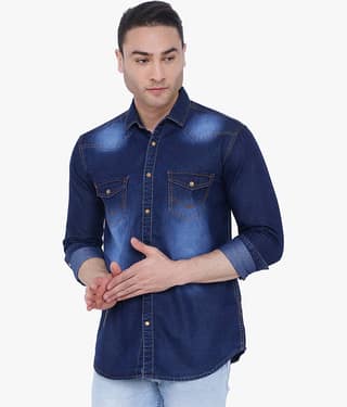 Kuons Avenue - Blue Denim Regular Fit Men's Casual Shirt ( Pack of 1 )
