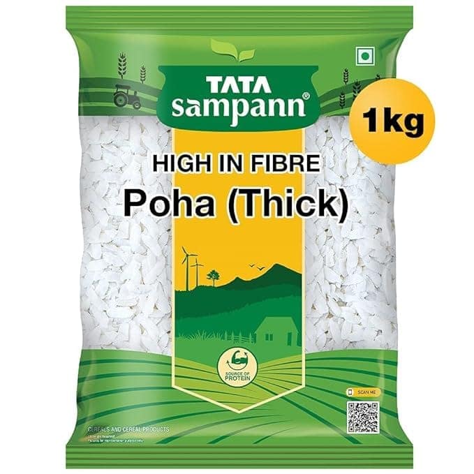 Tata Sampann | High in Fibre Popular Poha (Thick) | 1 Kg Pack view 3