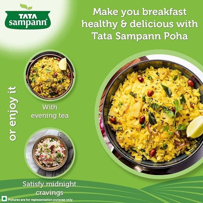 Tata Sampann | High in Fibre Popular Poha (Thick) | 1 Kg Pack view 5