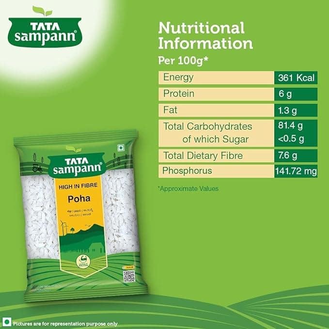 Tata Sampann | High in Fibre Popular Poha (Thick) | 1 Kg Pack view 7