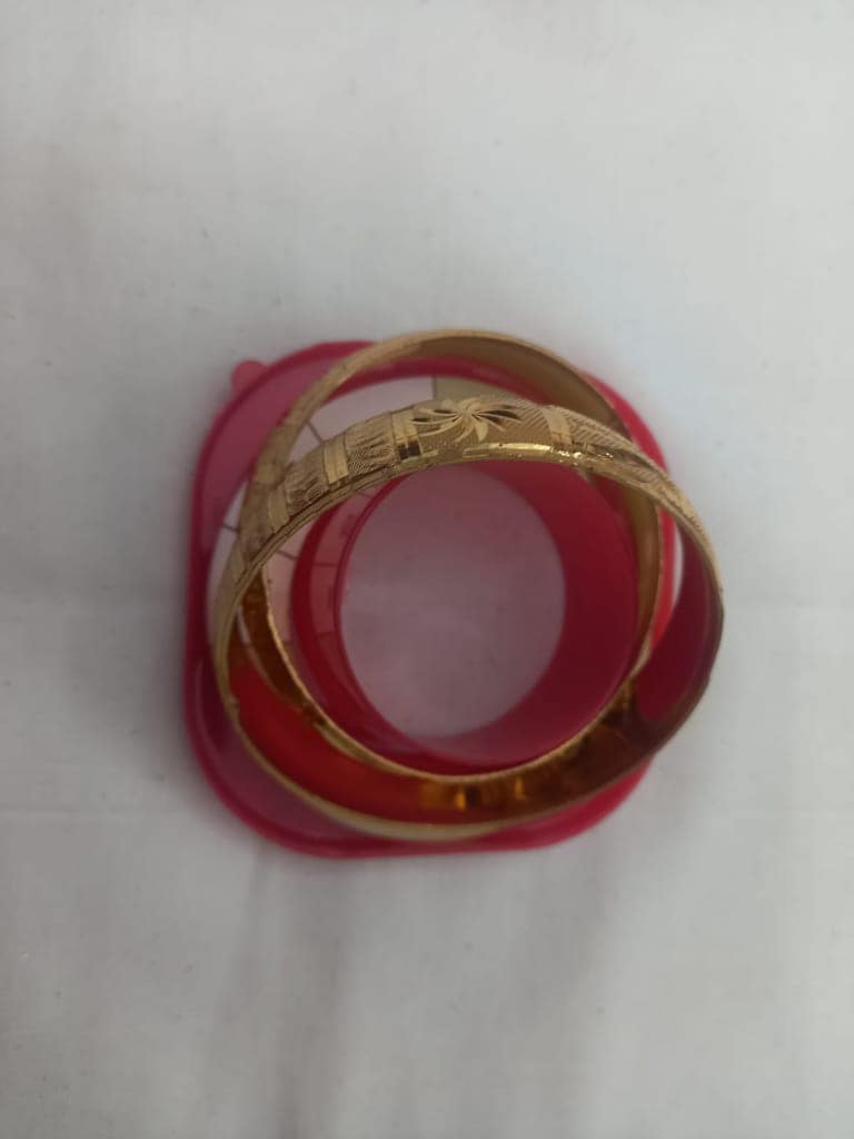 Yellow Gold Plated Designer Bangle Set for Women view 3