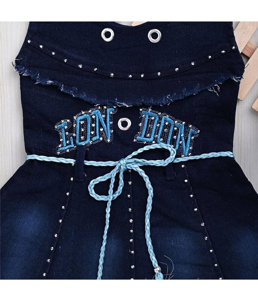 New Collection Denim A-line Dress For Girls ( Pack of 1 , Blue ) view 2