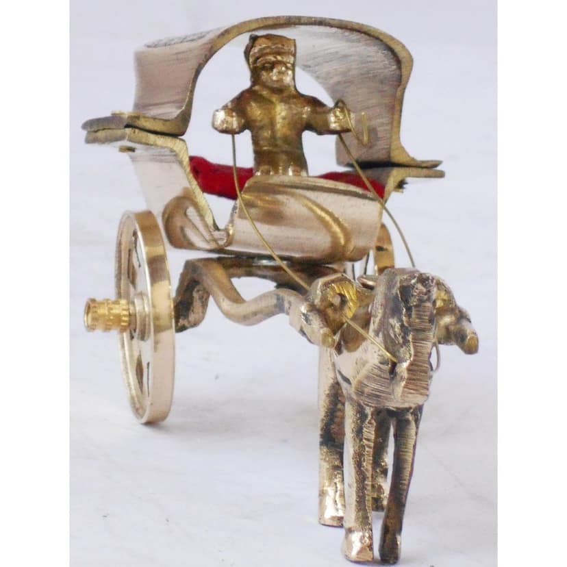 Handcrafted Brass Horse Cart Statue For Home & Gift Purpose, Height : 3 Inch (ZMAS367 C) view 2