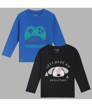 ETCHED DESIGN Pack of 1 Boys Cotton T-Shirt ( Multicolor )