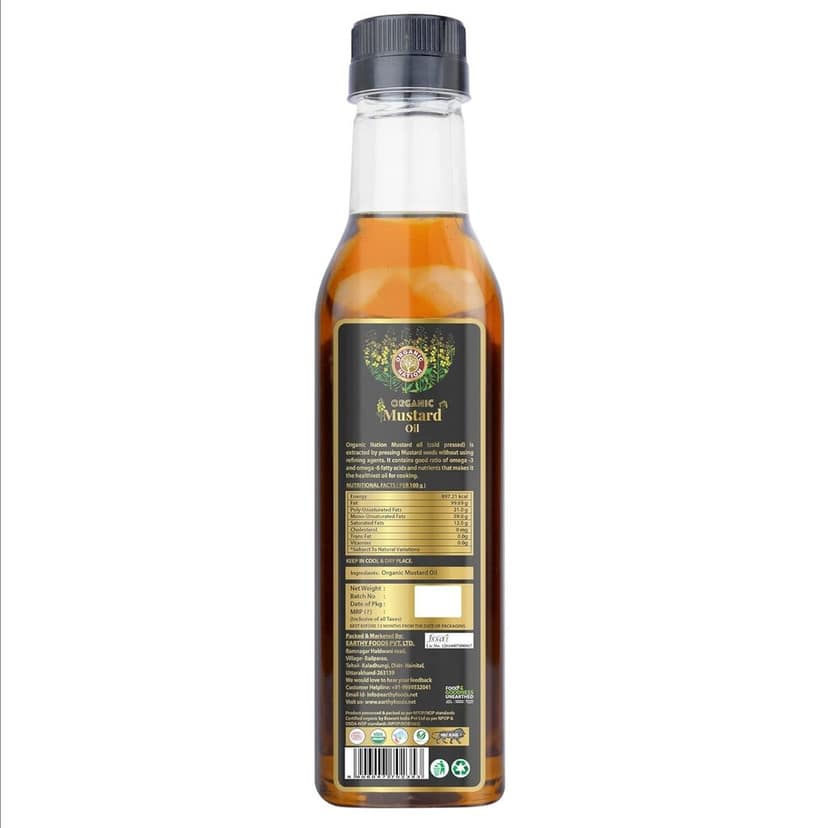 Organic Nation Mustard Oil | Kachi Ghani Cold Pressed Virgin Mustard Oil | 100% Natural, Pure & Wood Pressed for Cooking, Skin Care, Joint Pain Remedy, and a Healthy Heart combo Pack of 2 1ltr each view 7