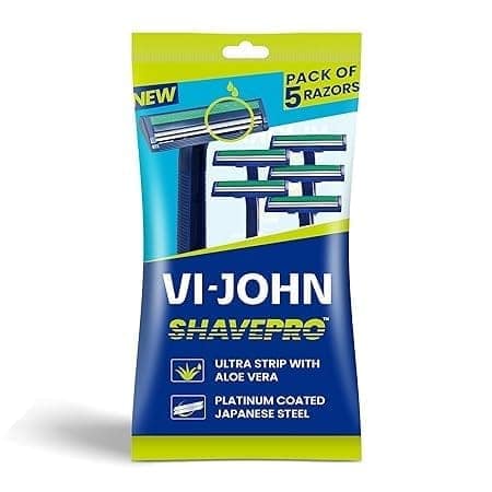 VI-JOHN Purifying Charcoal Shaving Foam 300gm and Shave Pro 2-Blade Razors Pack of 5 view 5