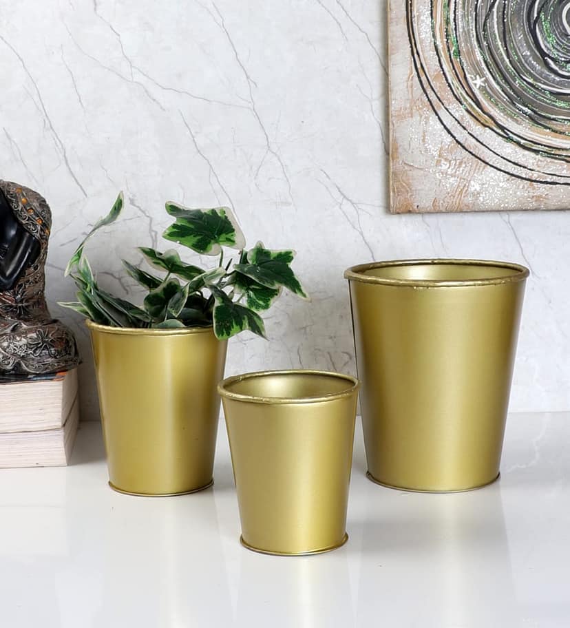 Gold Small Plating Planter Set of 2 view 2