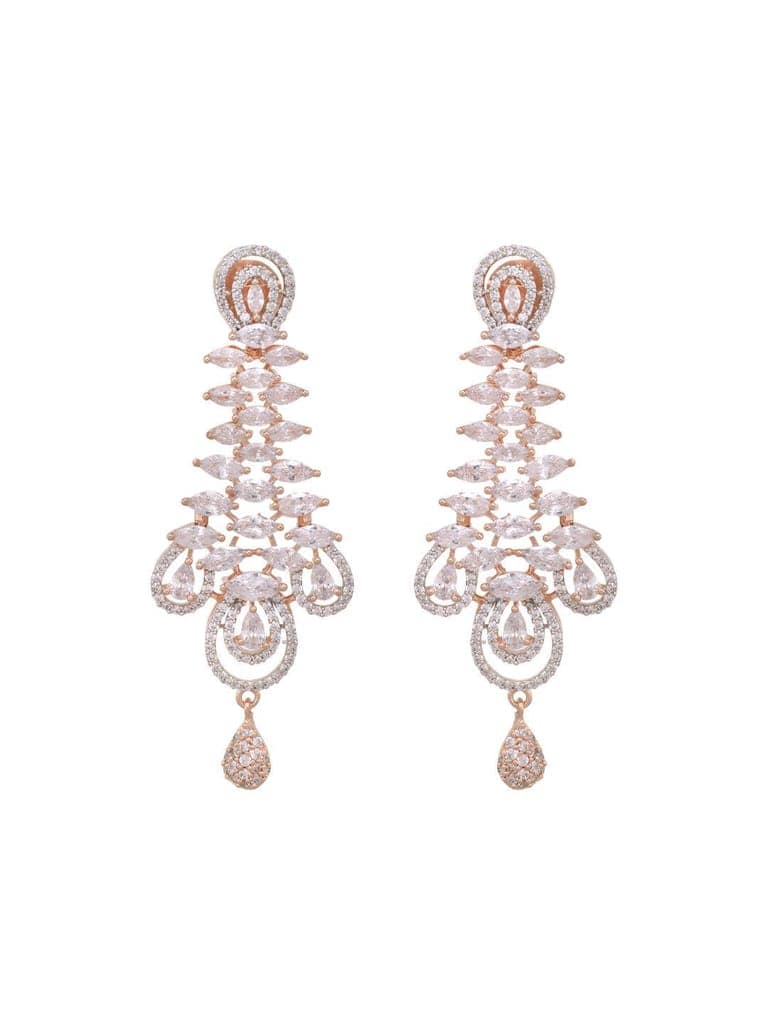 Stunning big diamond earrings for women, rose gold plated view 3