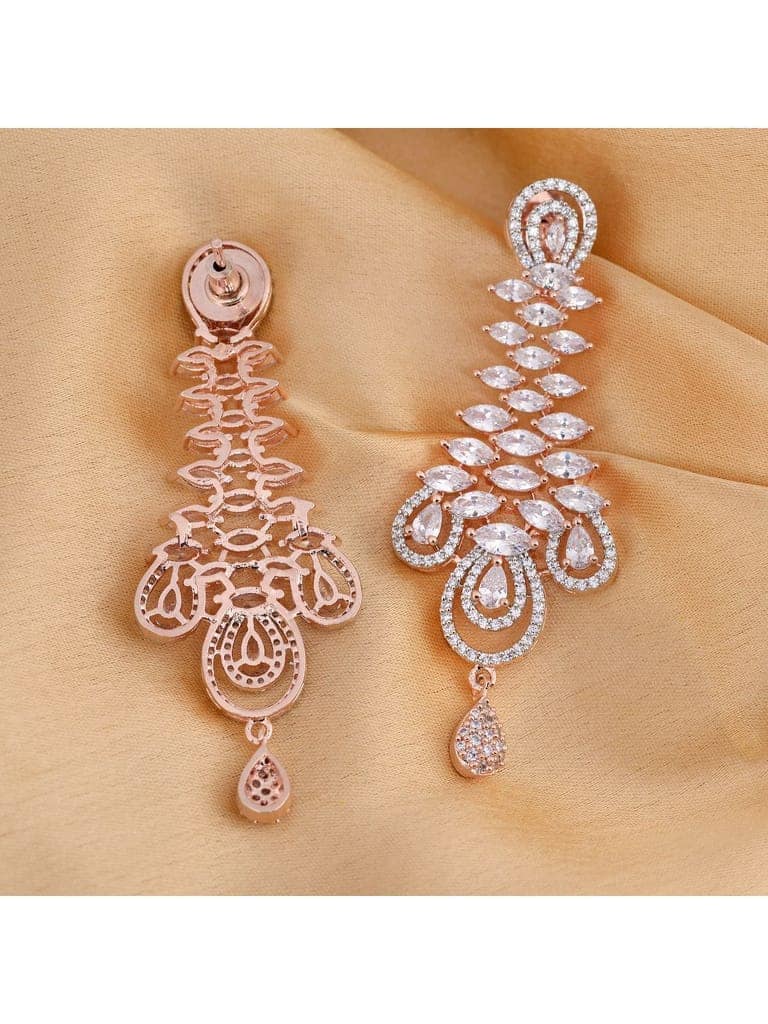 Stunning big diamond earrings for women, rose gold plated view 6
