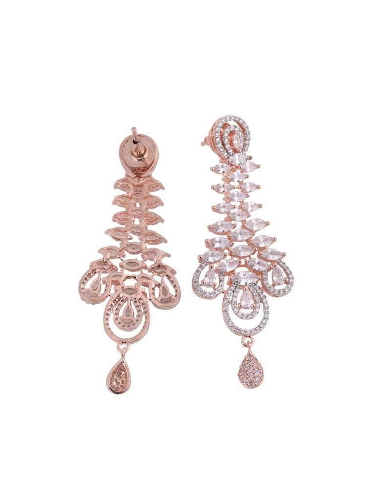 Stunning big diamond earrings for women, rose gold plated view 7