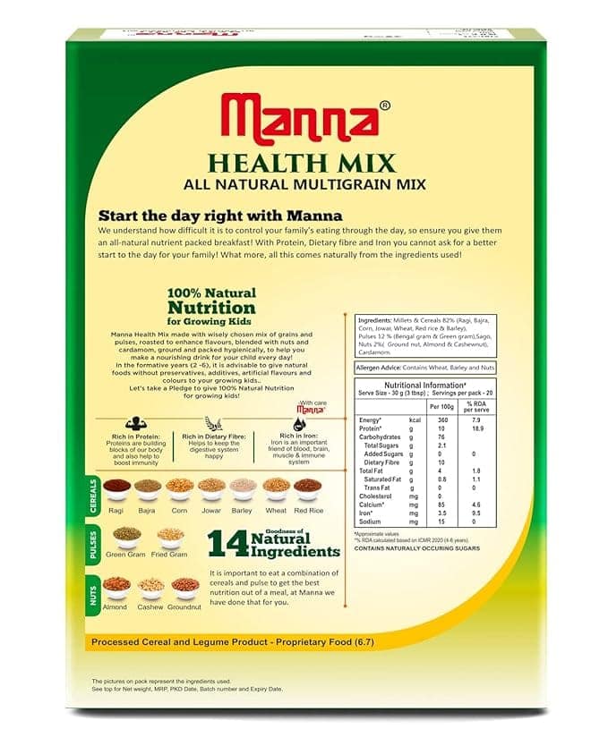 Manna Health Mix 600g | Health and Nutrition Drink | Millets, Nuts, Cereals & Pulses | Sathu maavu | Porridge Mix view 2