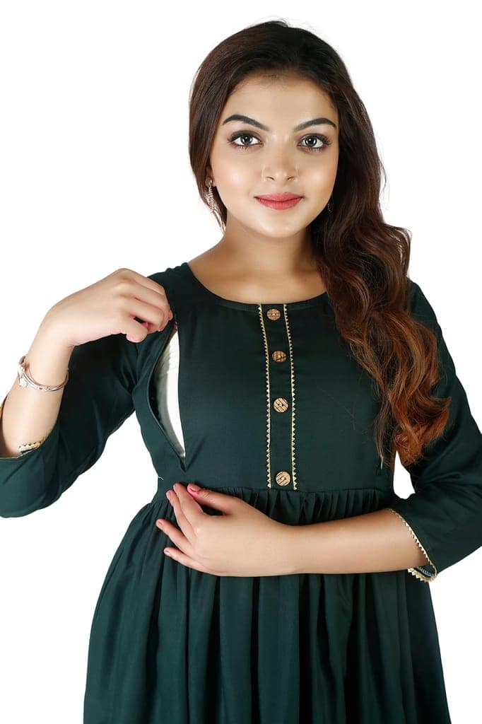 MAHIRA 'S COMFORT Maternity Gown: Stylish Rayon Feeding Kurti for Pregnancy and Breastfeeding view 3