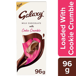 Galaxy Silky Smooth Milk Chocolate With Cookie Crumble, Loaded With Delicious Cookie Pieces And Goodness Of Milk, 96 G, Pack Of 4