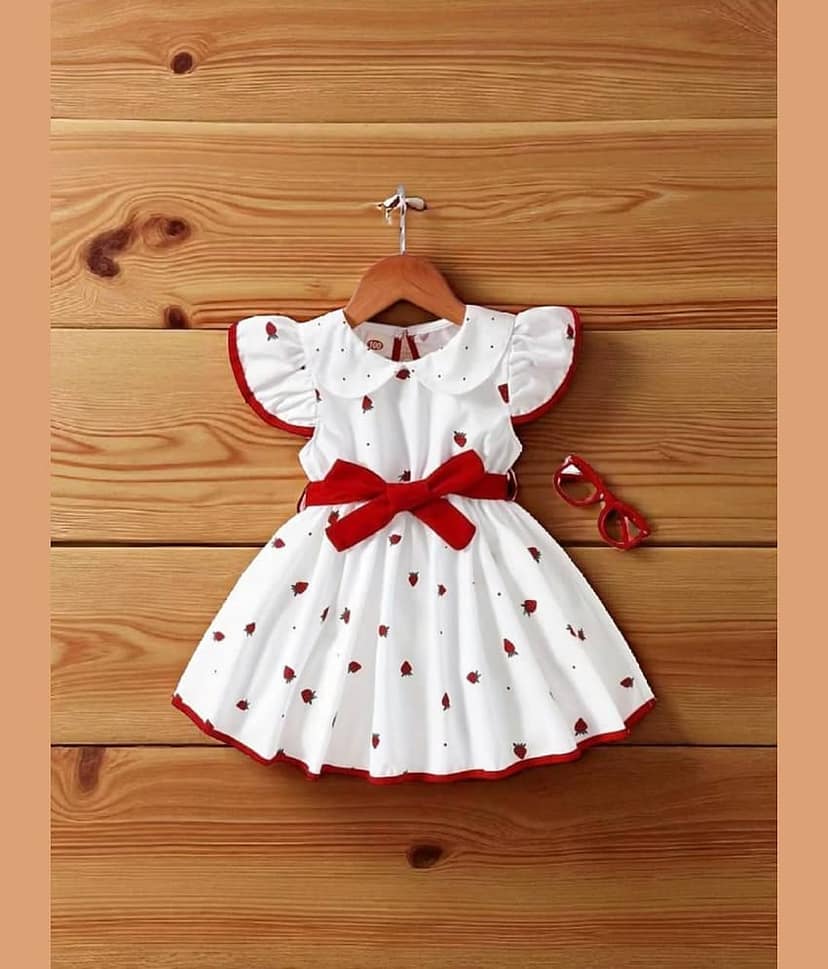 Mullick the designer Cotton Blend Frock For Baby Girls ( Pack of 1 , White )