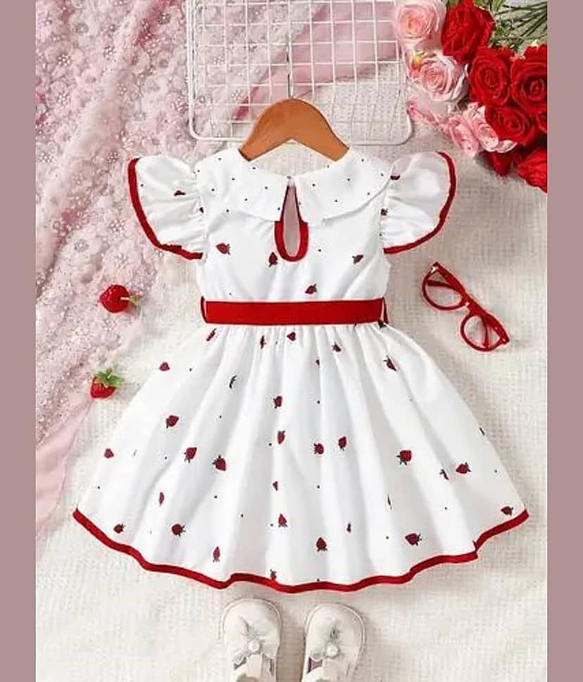 Mullick the designer Cotton Blend Frock For Baby Girls ( Pack of 1 , White ) view 2