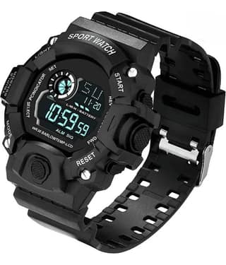 Om Collection Black Silicon Digital Men's Watch