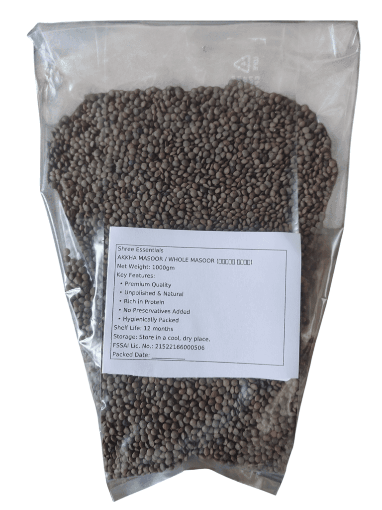 Shree Essentials Whole Masoor Dal (आखा मसूर) | Premium Unpolished Pulses